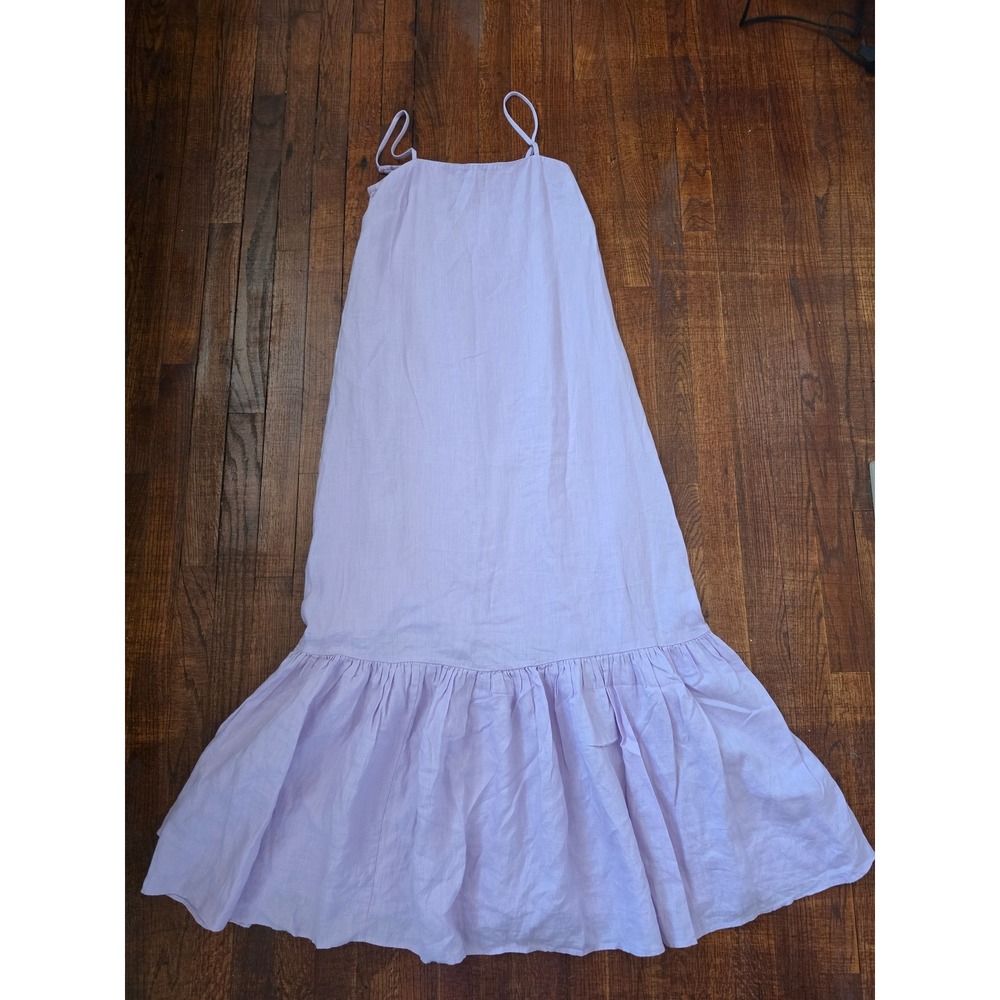 &Other Stories Lavander Cotton Rouche Boho Chic Resort Cottage Maxi Dress sz 4 - Picture 2 of 9